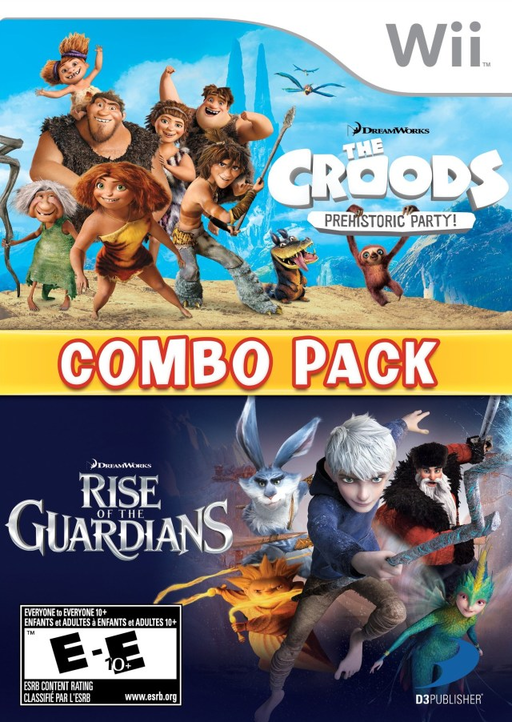 The Croods: Prehistoric Party! & Rise of the Guardians: Combo Pack box art for Wii
